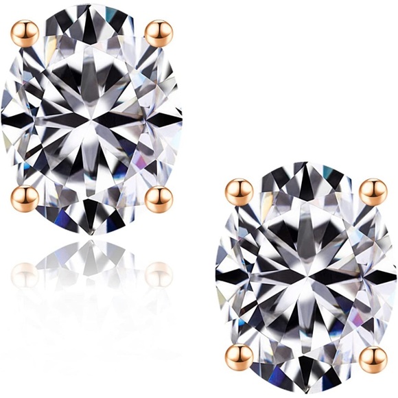 18k Diamond Moissanite 4 Carat Solitaire Earrings - Picture 1 of 13